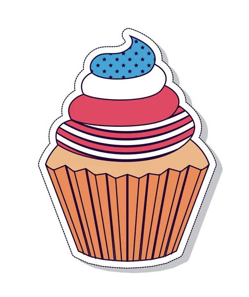 Patriottische cupcake geïsoleerd pictogram ontwerp — Stockvector