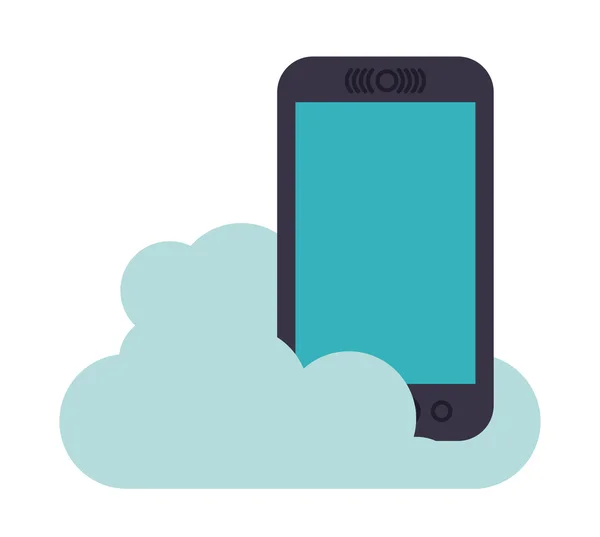 Smartphone with cloud isolated icon design — Stock Vector
