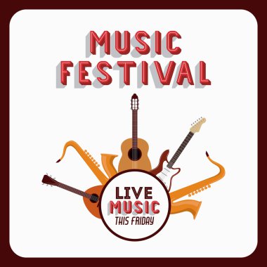 Retro Müzik Festivali Afiş izole simgesi