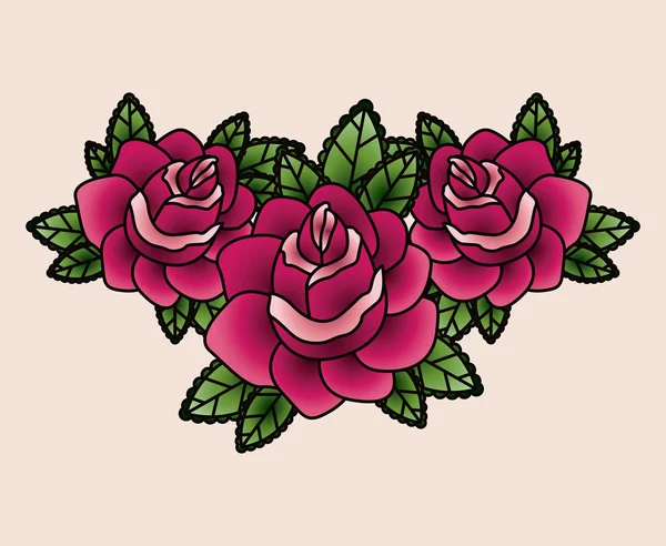 Diseño de icono aislado tatuaje floral — Vector de stock