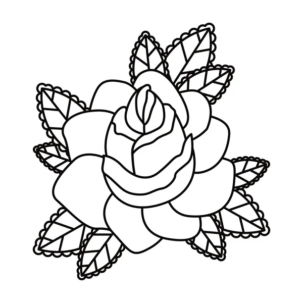 Tatouage floral icône isolée design — Image vectorielle