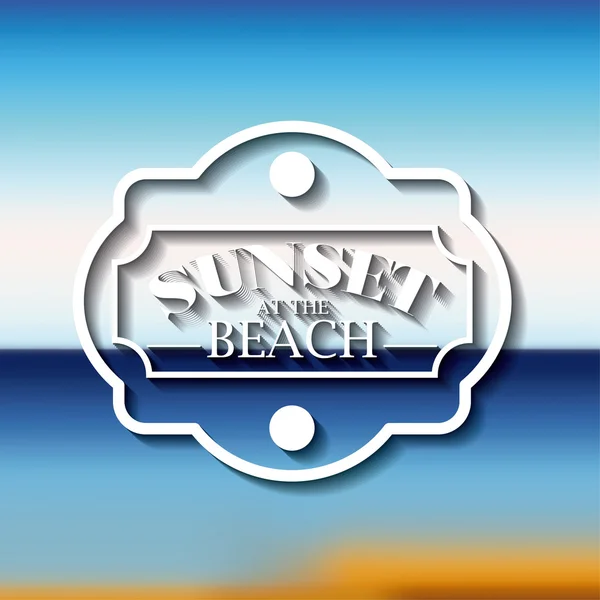 Sunset in the beach with blur background icon design — Stock Vector