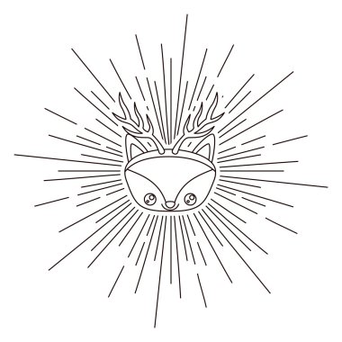 Ren geyiği boynuzları olan hayvan izole simgesi