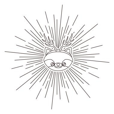 Ren geyiği boynuzları olan hayvan izole simgesi