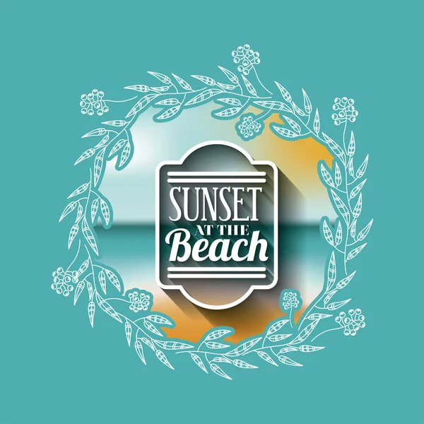 Захід сонця на пляжі з розмитим фоновим дизайном значка — стоковий вектор