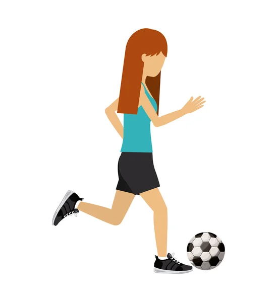 Female athlete practicing football soccer  isolated icon design — Stock Vector