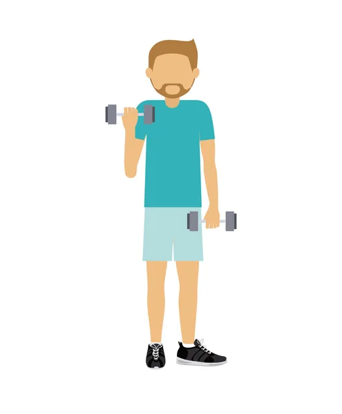 Athlète masculin pratiquant haltérophilie conception icône isolée — Image vectorielle