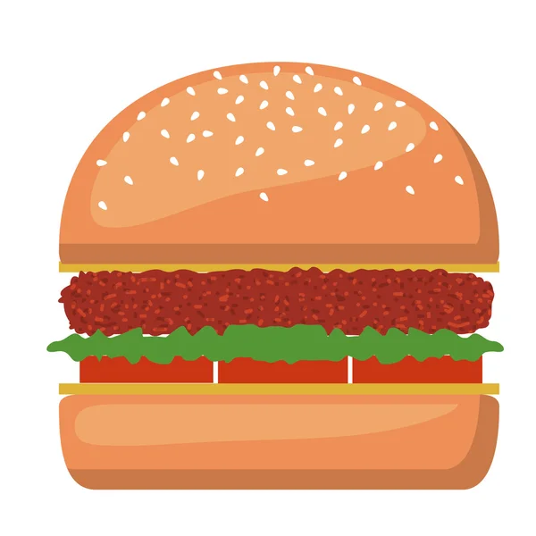 Delicious hamburger isolated icon design — Stock Vector
