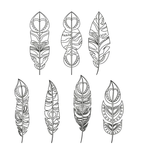 Conjunto de patrón de plumas diseño icono aislado — Vector de stock