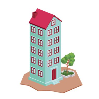 izometrik izole simgesi tasarım bina