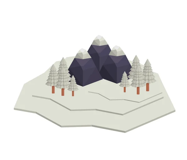 Montagnes isométrique isolé icône design — Image vectorielle