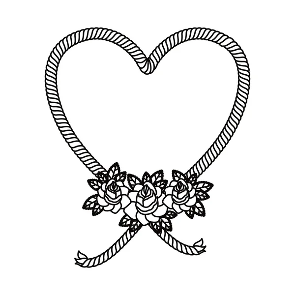 Heart and flowers tatto isolated icon design — Stock Vector