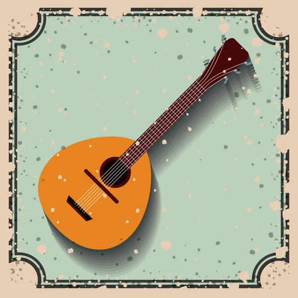 レトロな背景の上ギター楽器分離アイコン デザイン — ストックベクタ