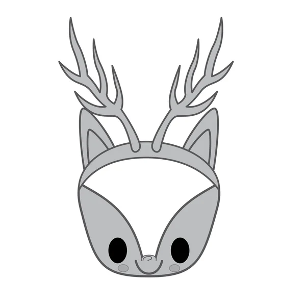 Gaya binatang kawaii dengan tema Natal desain ikon terisolasi - Stok Vektor