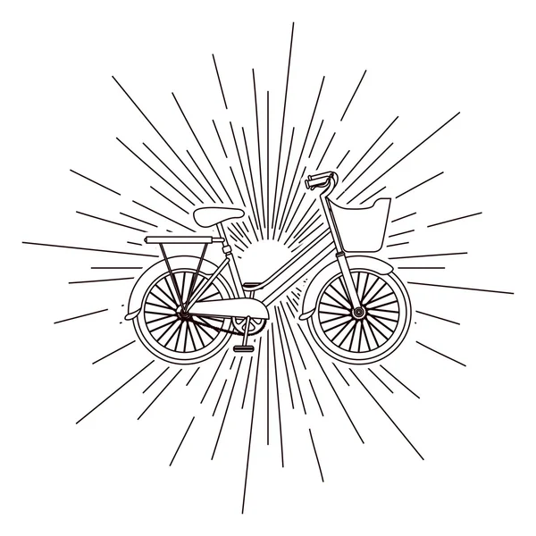 Fahrrad über geplatztem Hintergrund isoliert Icon Design — Stockvektor