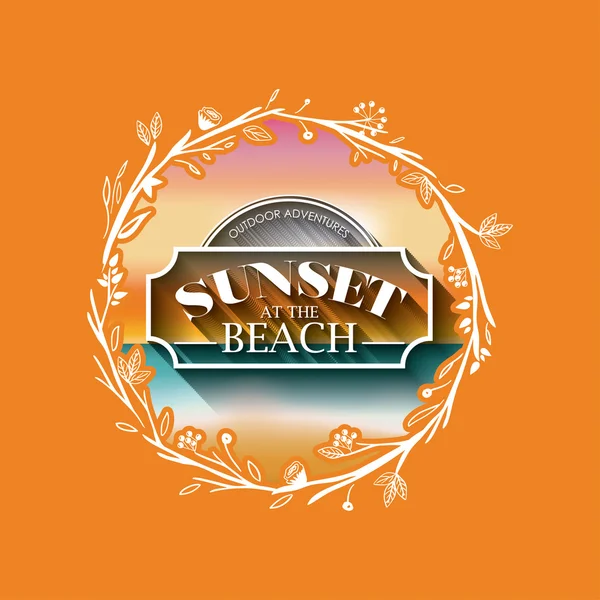 Sunset in the beach with blur background icon design — Stock Vector