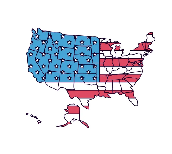 Usa carte avec drapeau isolé icône design — Image vectorielle