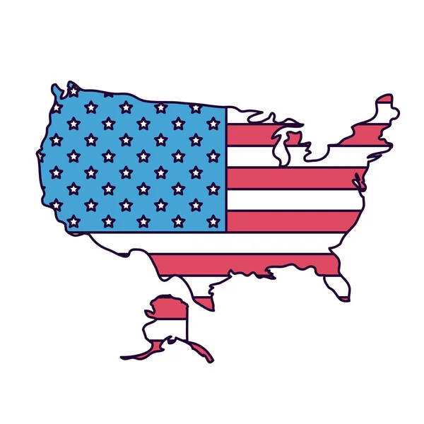 Kaart van de v.s. met vlag geïsoleerd pictogram ontwerp — Stockvector
