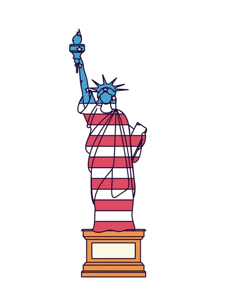 Statua wolności z flagą na białym tle projekt ikonę — Wektor stockowy