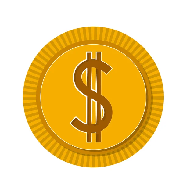 Jeden dolar moneta na białym tle ikona designu — Wektor stockowy