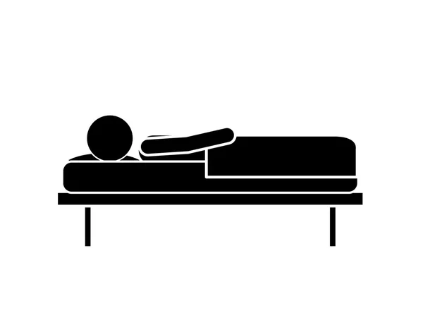 Человек лежит в постели изолированный дизайн иконки — стоковый вектор