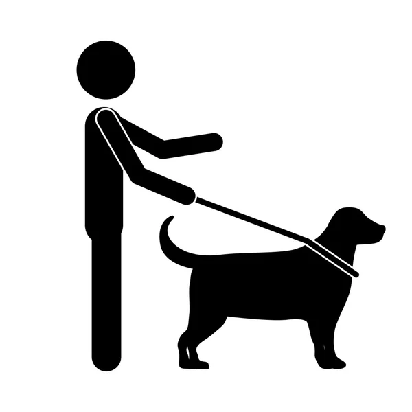 Aveugle avec un chien guide icône isolée design — Image vectorielle