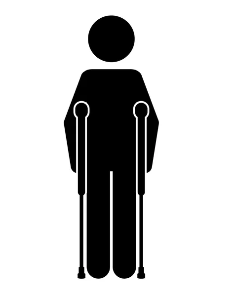 Muletas persona aislado icono de diseño — Vector de stock