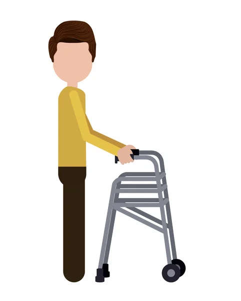 Camminatore per disabili disegno icona isolata — Vettoriale Stock