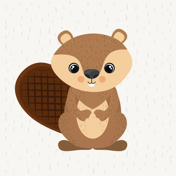 Beaver cute wildlife icon — Stock Vector