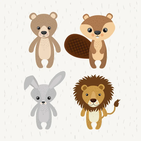 Stel schattige dieren wildlife pictogram — Stockvector