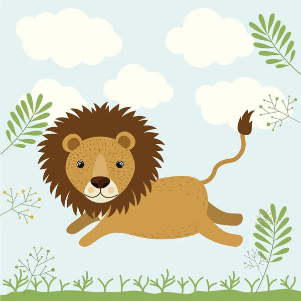 Lion icône de la faune mignonne — Image vectorielle