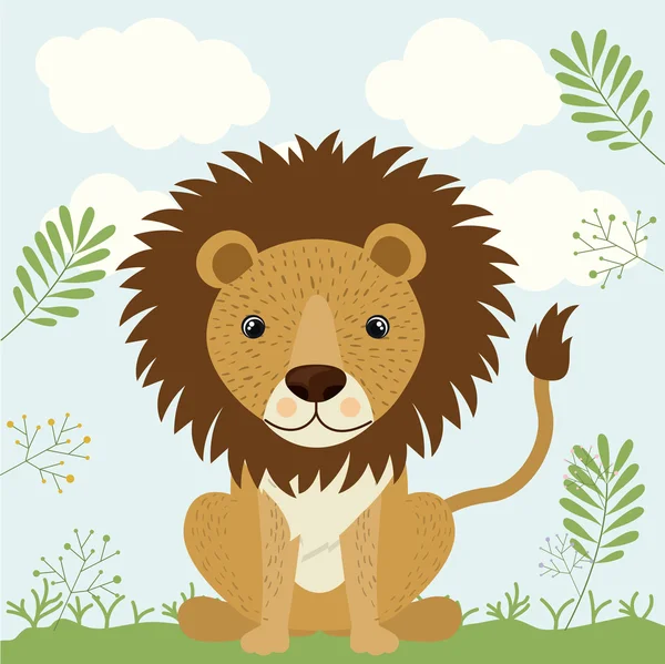 Lion icône de la faune mignonne — Image vectorielle