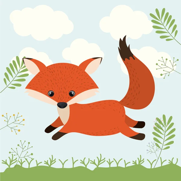 Fuchs süße Wald-Ikone — Stockvektor