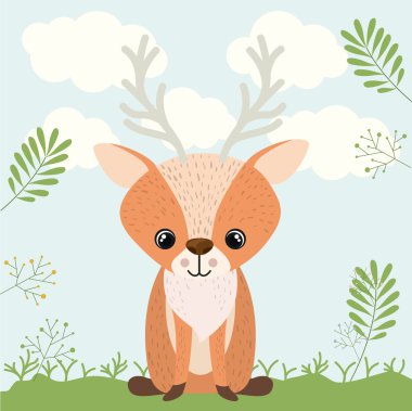 Ren geyiği şirin ormanlık simgesi