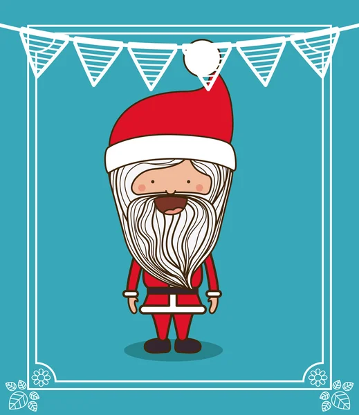 Santa claus schattig frame karakter pictogram — Stockvector