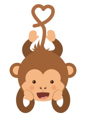 komik maymun karakter simgesi tasarım izole