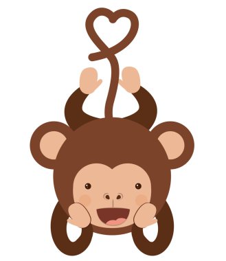 komik maymun karakter simgesi tasarım izole