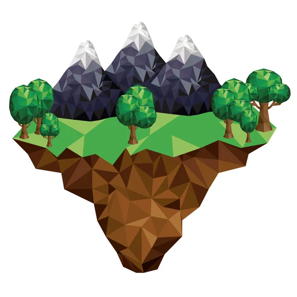 Montagne et terrain low poly icône isolée design — Image vectorielle