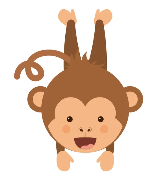 웃 긴 원숭이 캐릭터 고립 아이콘 디자인 — 스톡 벡터