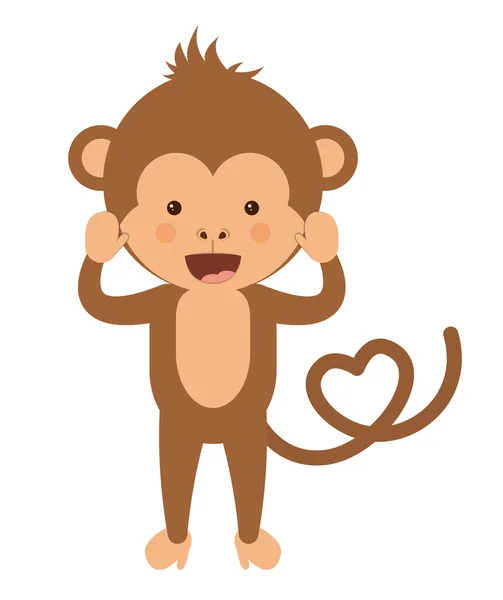 Lustige Affe Charakter isolierte Ikone Design — Stockvektor