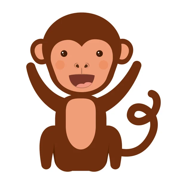 Divertido mono carácter aislado icono de diseño — Vector de stock