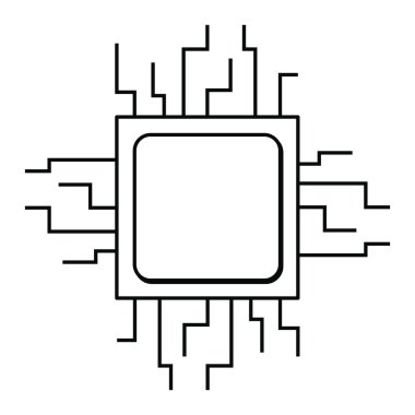 bilgisayar işlemcisi izole simgesi