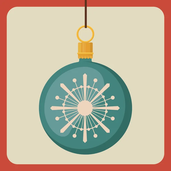 Boldog vidám karácsonyi golyós lógott ikon — Stock Vector