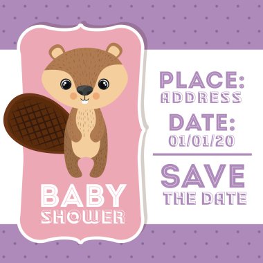 Kunduz hayvan bebek duş kart simgesi