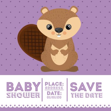 Kunduz hayvan bebek duş kart simgesi