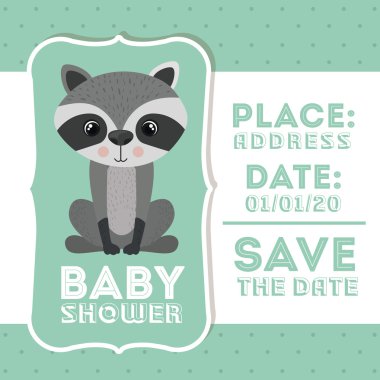 Rakun hayvan bebek duş kart simgesi