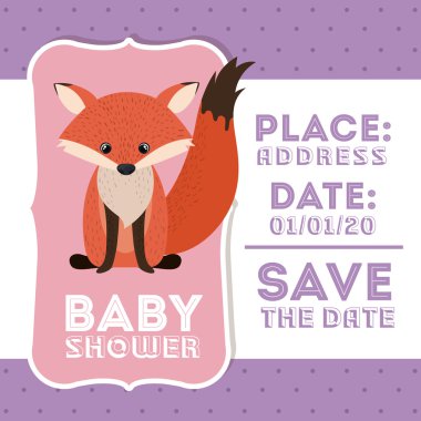 Fox hayvan bebek duş kart simgesi