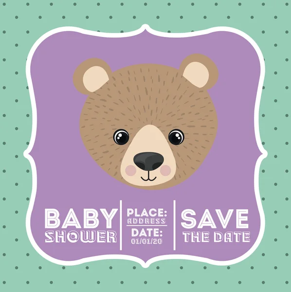 bear animal baby shower card icon