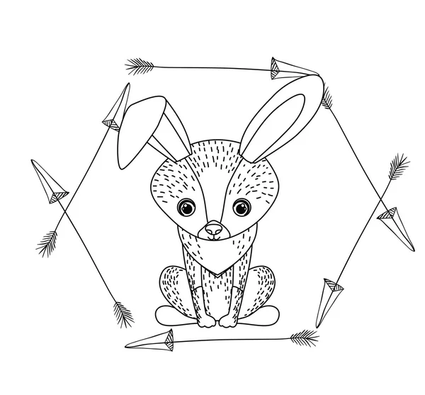Animale disegno stile boho icona — Vettoriale Stock