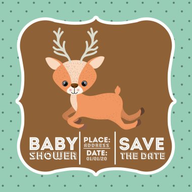 Ren geyiği hayvan bebek duş kart simgesi